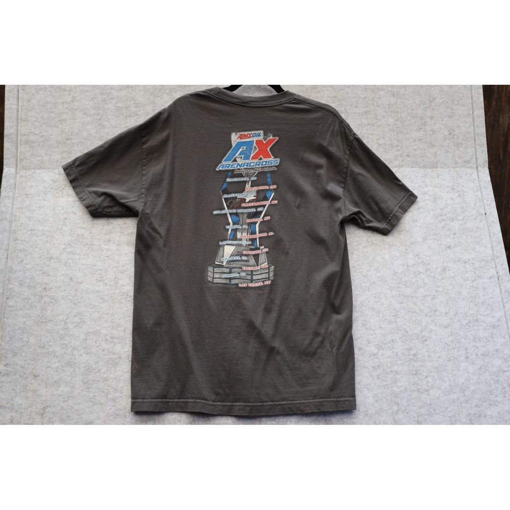 Alstyle Amsoil AX Arenacross Motocross Graphic T-Shirt Mens Large Gray Vintage